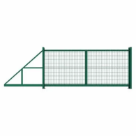 картинка Ворота откатные из ЧМ (сетка оц.) + ППЛ RAL 6005 со столбами с комплекта КАВ от магазина Альфа Плейс